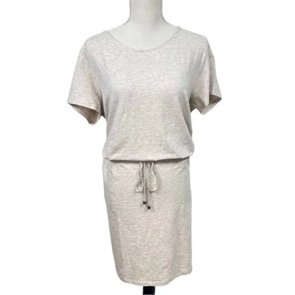 LANDS' END womens DRESS shift TAN cream HEATHERED t-shirt TEE pockets SIZE XL/T - Picture 1 of 12